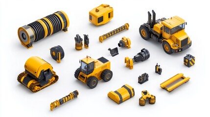 Fototapeta premium Yellow Industrial Machinery and Construction Equipment Collection