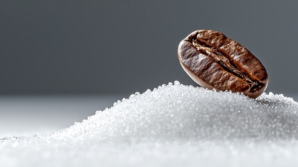 Coffee bean on sugar pile, studio shot, food background, beverage ingredient