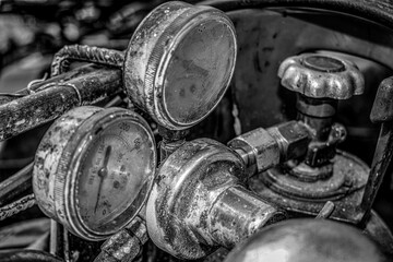 Close Up Detail of Old Vintage Air Compressor