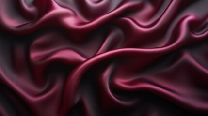 Obraz premium Luxurious deep red satin fabric with soft, flowing folds and textures.