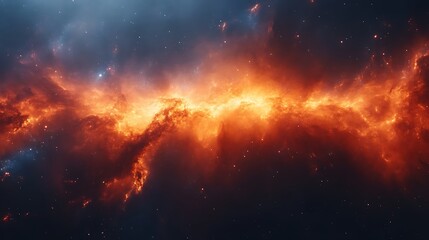 Fototapeta premium Fiery Nebula Cosmic Cloud Formation In Space