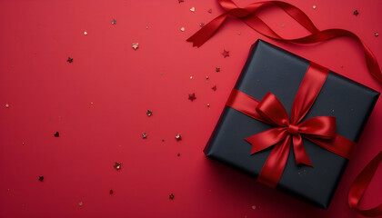Obraz premium Festive Gift Box with Red Ribbon for Valentine's Day