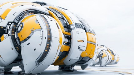 Futuristic Spacecraft with Sleek Design and Bright Yellow Accents