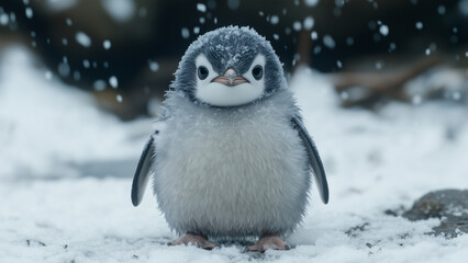 Fototapeta premium Adorable Arctic: A Cute Penguin in the Snow