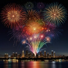 Vibrant Happy New Year Celebration with Colorful Fireworks Display | Festive International Greeting Card Capturing Joy, Hope, and Excitement for the New Year