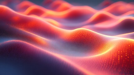 Obraz premium Abstract Red Orange Digital Wave Landscape