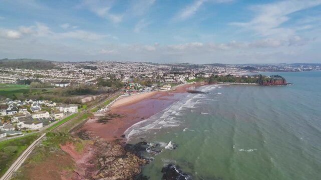 Goodrington Beach from a drone, Paignton, Devon, England