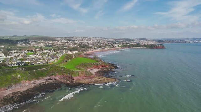 Goodrington Beach from a drone, Paignton, Devon, England
