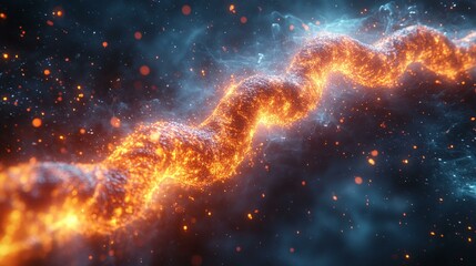 A futuristic scene where chromosomes are visualized as glowing, swirling particles that display genetic information in real-time. 282