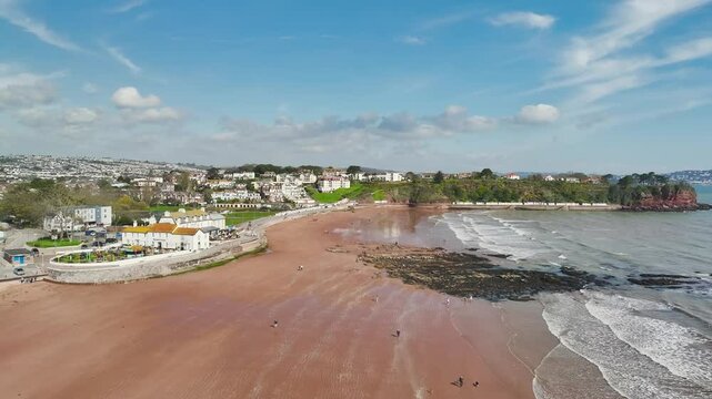Goodrington Beach from a drone, Paignton, Devon, England