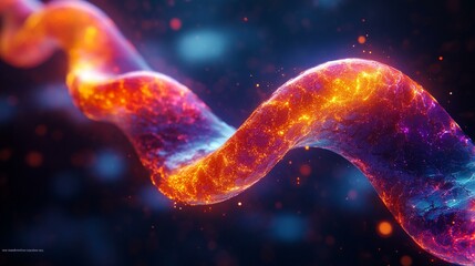 A concept design of genetic code stored in a digital format, with a glowing matrix of base pairs representing genetic information. 395