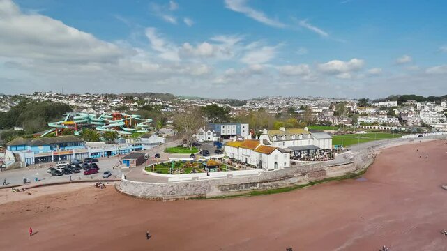 Goodrington Beach from a drone, Paignton, Devon, England