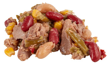 Tuna salad with tomatoes cut out isolated transparent background