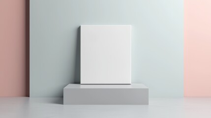 Minimalist Display of Blank Canvas Against Colorful Backgrounds
