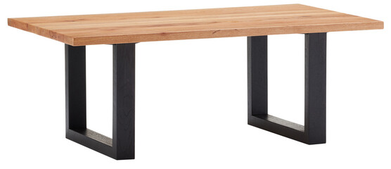 Wooden side table with black rectangular wooden legs cut out isolated transparent background