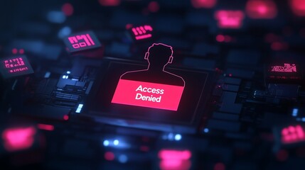 Access denied message on a circuit board with a person silhouette.
