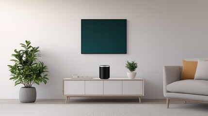 Modern Living Room Interior with Plants and Minimalist Furniture