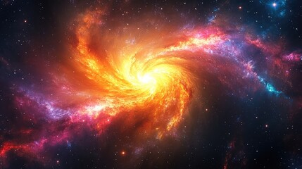 Fototapeta premium Fiery Spiral Galaxy in the Cosmos: A Vibrant Cosmic Dance of Stars and Nebulae