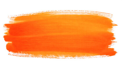 watercolour orange brush stroke textured isolated on white or transparent png