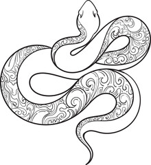 Ornamental Snake Tattoo Design