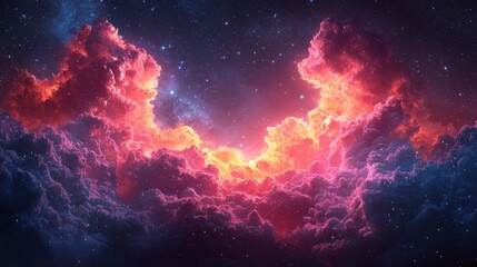 Fototapeta premium Vibrant cosmic clouds illuminated by radiant colors in a vast night sky