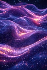 Obraz premium Ethereal Purple and Orange Particle Waves Abstract