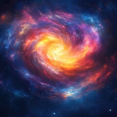 Obraz premium Fiery Spiral Galaxy: A Cosmic Tapestry of Color and Light