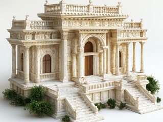 Obraz premium Ornate architectural model featuring intricate details and staircases.