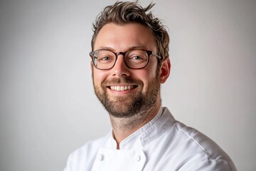 Fototapeta premium Portrait of a smiling chef in a white jacket.