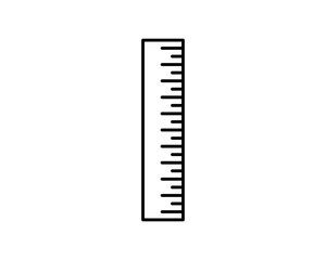 Clean, minimalist line art illustration of a ruler. Perfect for educational materials, websites, apps, or design projects needing a simple measurement icon.