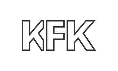 KFK logo design template with strong and modern bold text. Initial based vector logotype featuring simple and minimal typography. Trendy company identity.