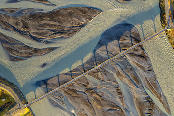 Abstract aerial view of rivers emerging from Icelandic glaciers. Mother nature has created stunning works of art in Iceland. high quality photo for a wallpaper backdrop