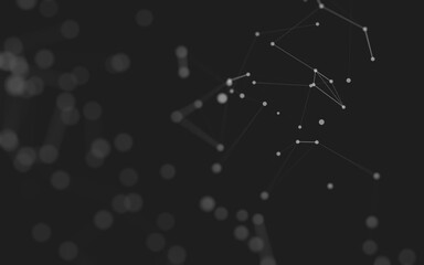Fototapeta premium Abstract background. Molecules technology with polygonal shapes, connecting dots and lines. Connection structure. Big data visualization.