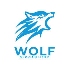 Angry Abstract Wolf Head logo vector design template