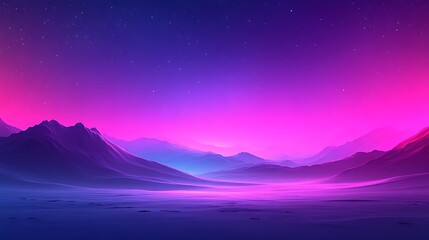 Vibrant Purple Mountain Landscape Under a Starry Sky