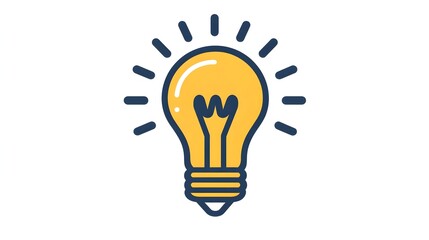 Fototapeta premium Light bulb icon glowing brightly, representing innovation and ideas.