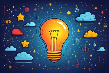 Light bulb icon glowing brightly, representing innovation and ideas.