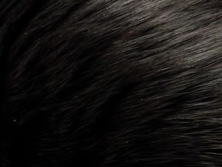 Close-up texture of shiny black hair