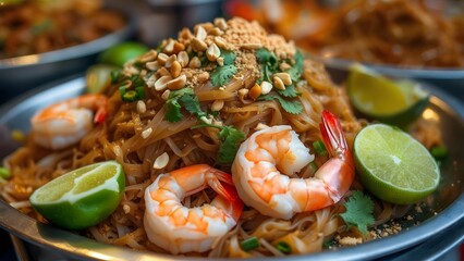 Pad Thai with Shrimp, Peanuts, and Lime