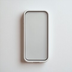 White smartphone in a protective case on a white background.