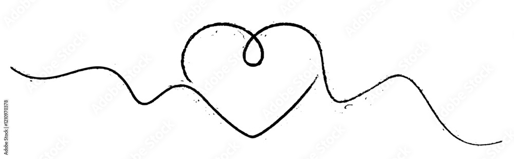 Canvas Prints elegant minimalist heartline with grunge texture forming a continuous line. vector illustration perf