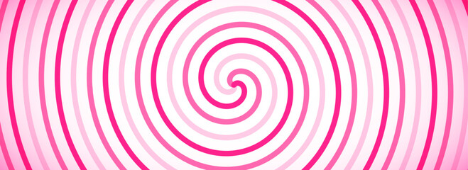 Candy color spiral background. Creamy pink rotating swirl pattern wallpaper. Spinning vortex for banner, poster, flyer, booklet. Sweet cartoon comic hypnotic concept. Vector ice cream backdrop