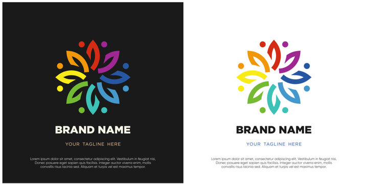 colorful color royal lotus flower for health luxury industry logo idea design illustration
