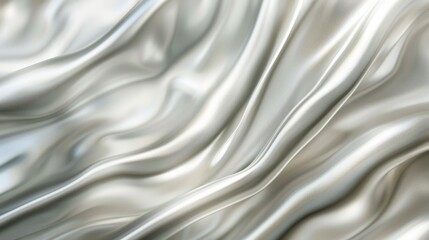 Fototapeta premium Elegant flowing silk fabric texture in soft silver tones, creating a sense of luxury and sophistication, ideal for backgrounds, fashion, and product photography needs