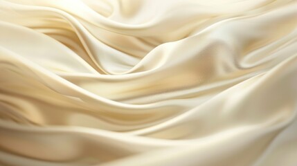 Soft and Elegant Cream Satin Fabric with Beautiful Flowing Texture Ideal for Fashion, Upholstery, and Home Decor Projects, Creating a Luxurious Atmosphere