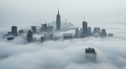 Obraz premium panorama of the city with fog