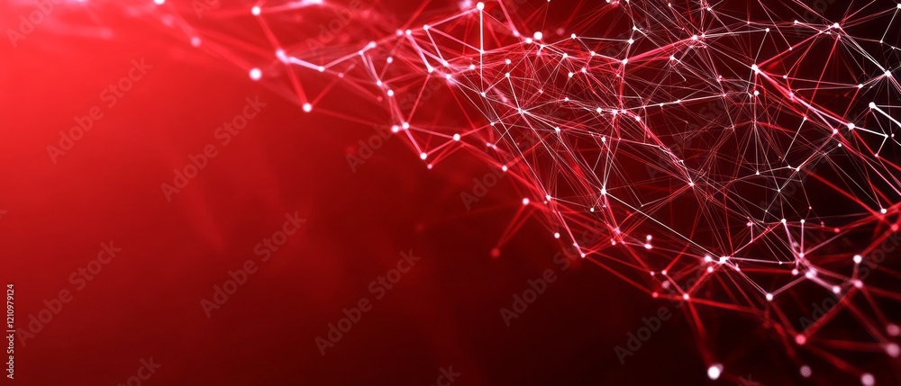 Poster glowing red lines and dots form an interconnected network in this abstract composition