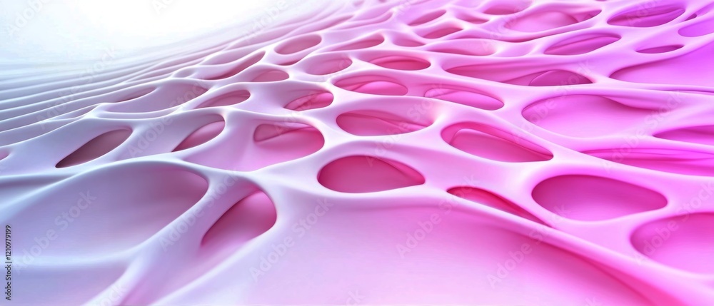 Poster abstract shapes with a pink and white gradient create an intricate web-like design