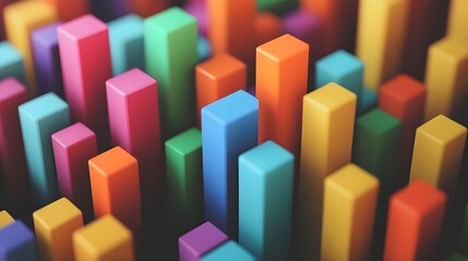 Obraz premium Graph icons showing a successful trend with bars highlighted in vibrant colors.