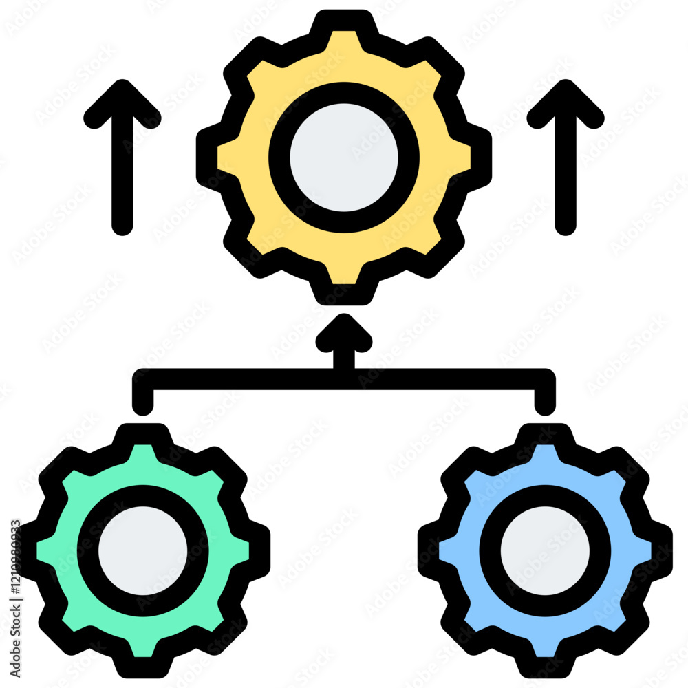 Poster parallel processing outline color icon